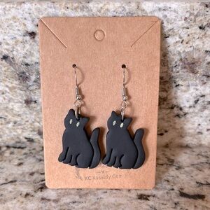 Black Cat Halloween Polymer Clay Earrings